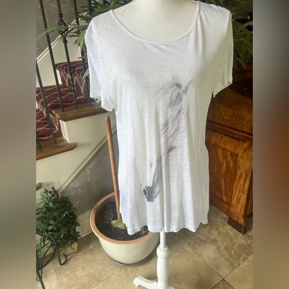 Noel Asmar Cheval Linen tee. large NWT. Horse print crewneck, white and black. - Picture 3 of 12